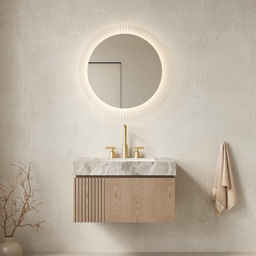 MURI 30 in. Floating Bathroom Vanity with Sink, Light Gray Sintered Stone Top, Ceramic Basin, Heidelberg Woodgrain price history on PriceWatchPro