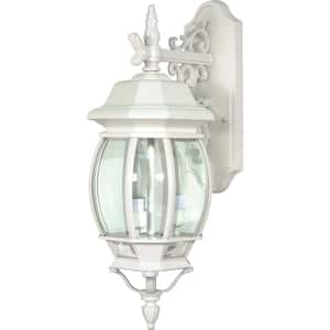 3-Light Outdoor White Wall Lantern Sconce