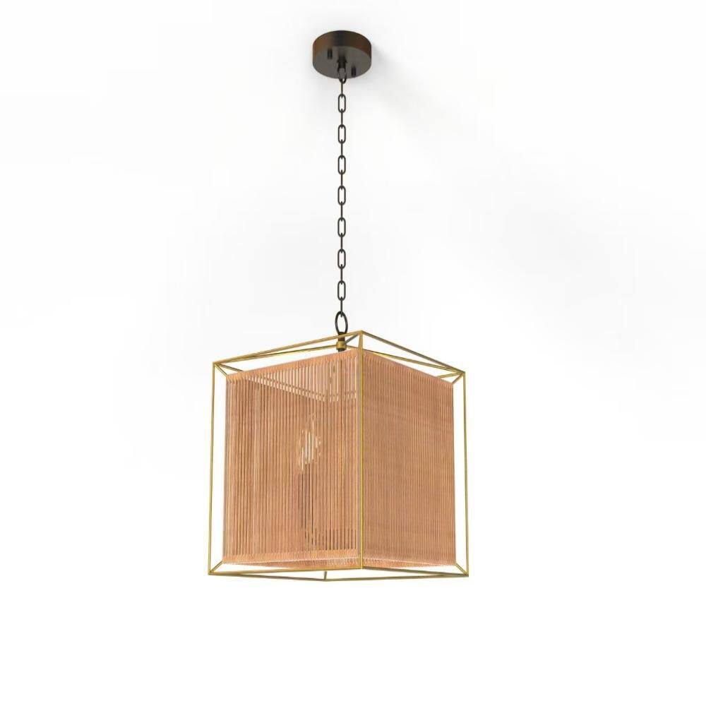 Scrow 4-Light Rustic Square Rattan Chandelier Farmhouse Ceiling Hanging Light Fixture for Foyer Dining Room price history on PriceWatchPro