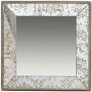 15.5 in. x 15.5 in. Decorative Mirror Tray in Rustic Brown