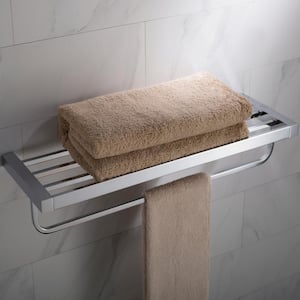 Stelios 24 in. Bathroom Shelf with Towel Bar in Chrome
