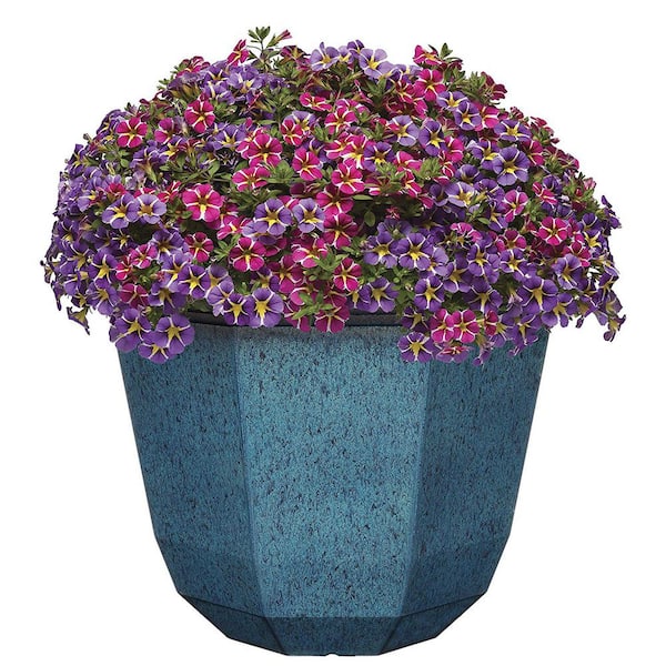 Shaina Large Indigo Resin Round Planter with Drainage Holes (15 in. L x 15 in. W x 11 in. H)