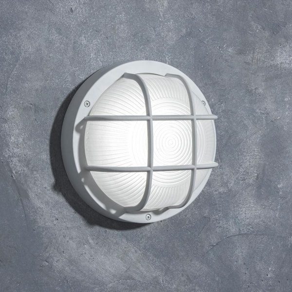 Coastal Norfolk White Outdoor Integrated LED Bulkhead Wall Lantern