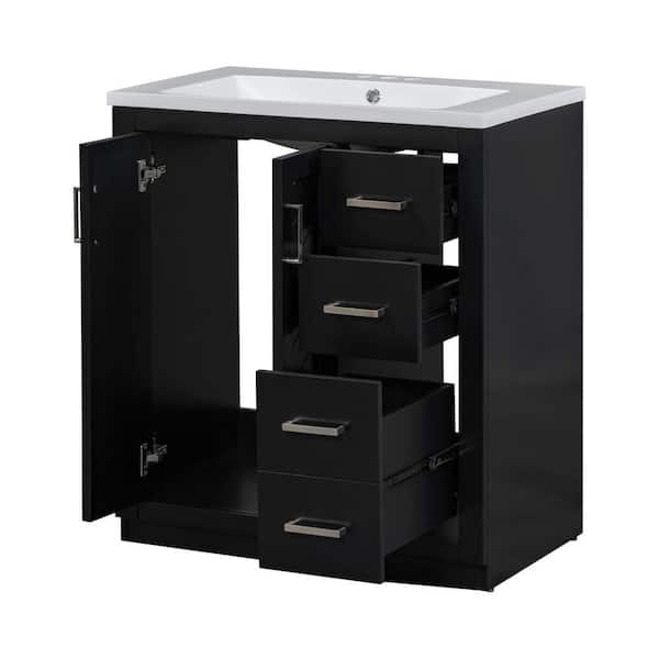 COWLOWN 30 in. W x 18 in. D x 34 in. H Bathroom Black Linen Cabinet