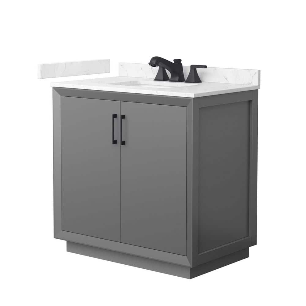 Strada 36 in. Single Freestanding Dark Gray Bath Vanity with Carrara Cultured Marble Top Assembled price history on PriceWatchPro