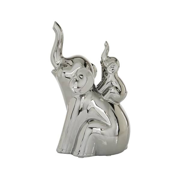 Novogratz Silver Porcelain Elephant Sculpture 22421 - The Home Depot