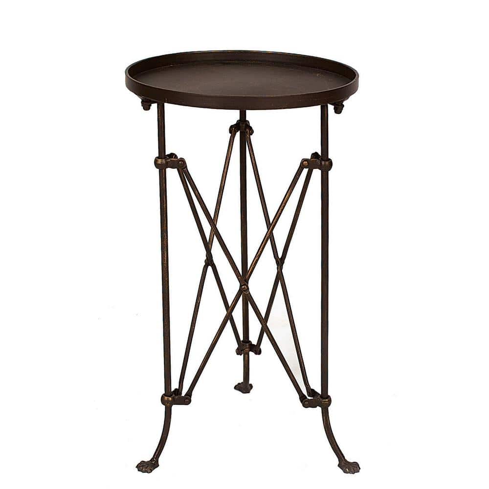 Bohemian Rustic Bronze Round Metal Accent Table 14in x 25in