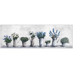 "Gray Planted Pots" by Parvez Taj Floater Framed Canvas Nature Art Print 20 in. x 60 in.