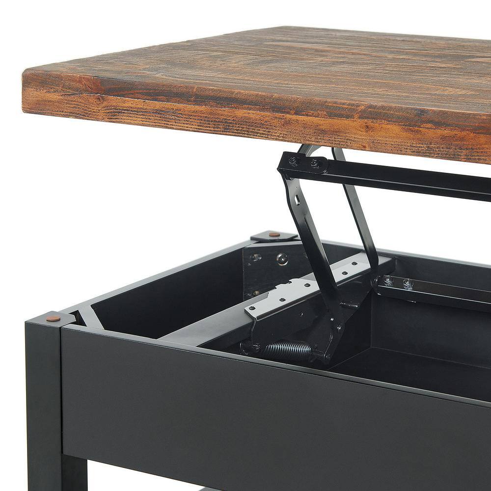 Pomona Rustic Natural Rectangular Lift-Top Coffee Table with Storage