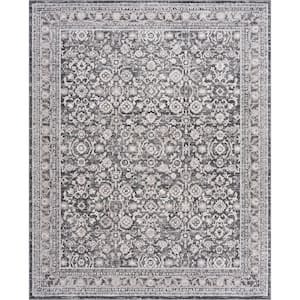 Magic Traditional Dark Gray and Cream 8 ft. x 10 ft. Oriental Indoor Area Rug