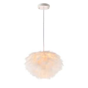 Sokan 60-Watt 1-Light White Shaded Pendant Light with Duck's Down Shade, No Bulbs Included