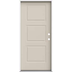 36 in. x 80 in. 3 Panel Equal Left-Hand/Inswing Primed Steel Prehung Front Door