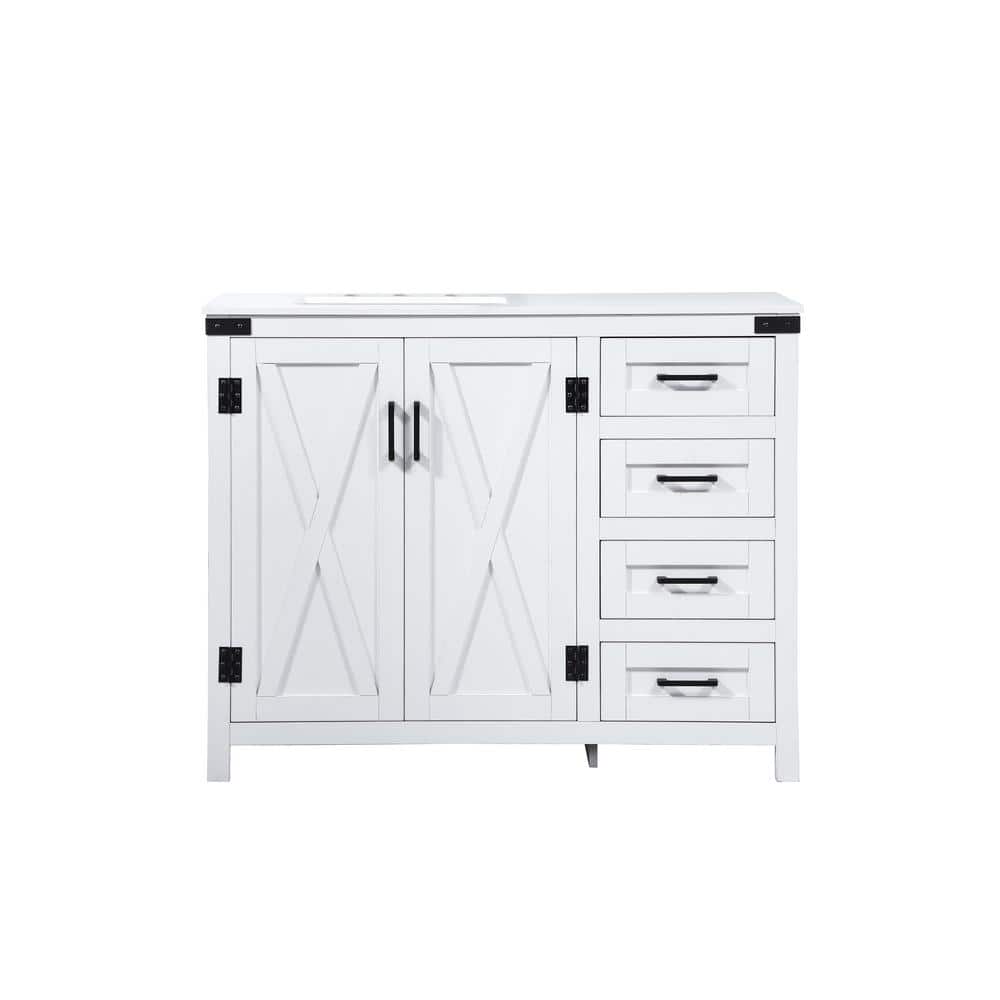 Timeless Home 19 in. W x 42 in. D x 34 in. H Bath Vanity in White with Ivor