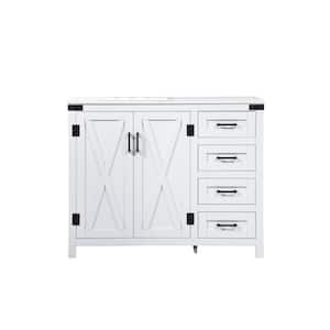 Timeless Home 19 in. W x 42 in. D x 34 in. H Bath Vanity in White with Ivory White Engineered Stone Top