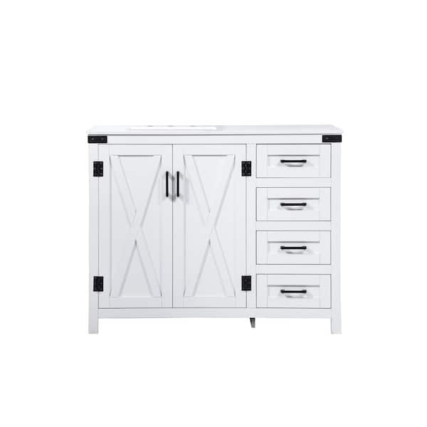 Unbranded Timeless Home 19 in. W x 42 in. D x 34 in. H Bath Vanity in White with Ivory White Engineered Stone Top