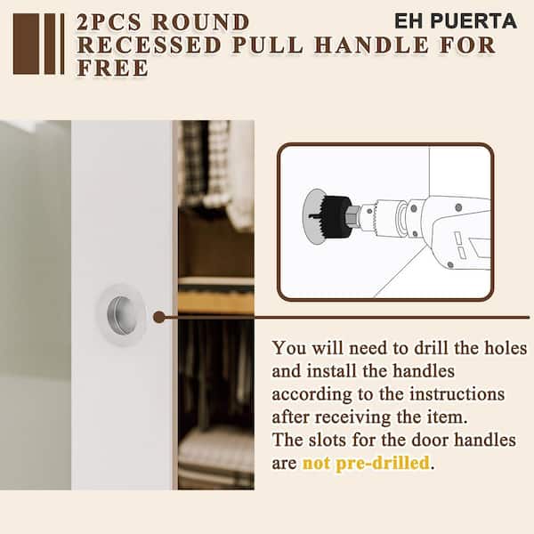 60 in. x 80 in. 3-Lites Frosted Glass MDF Black Closet Sliding Door with Hardware Kit