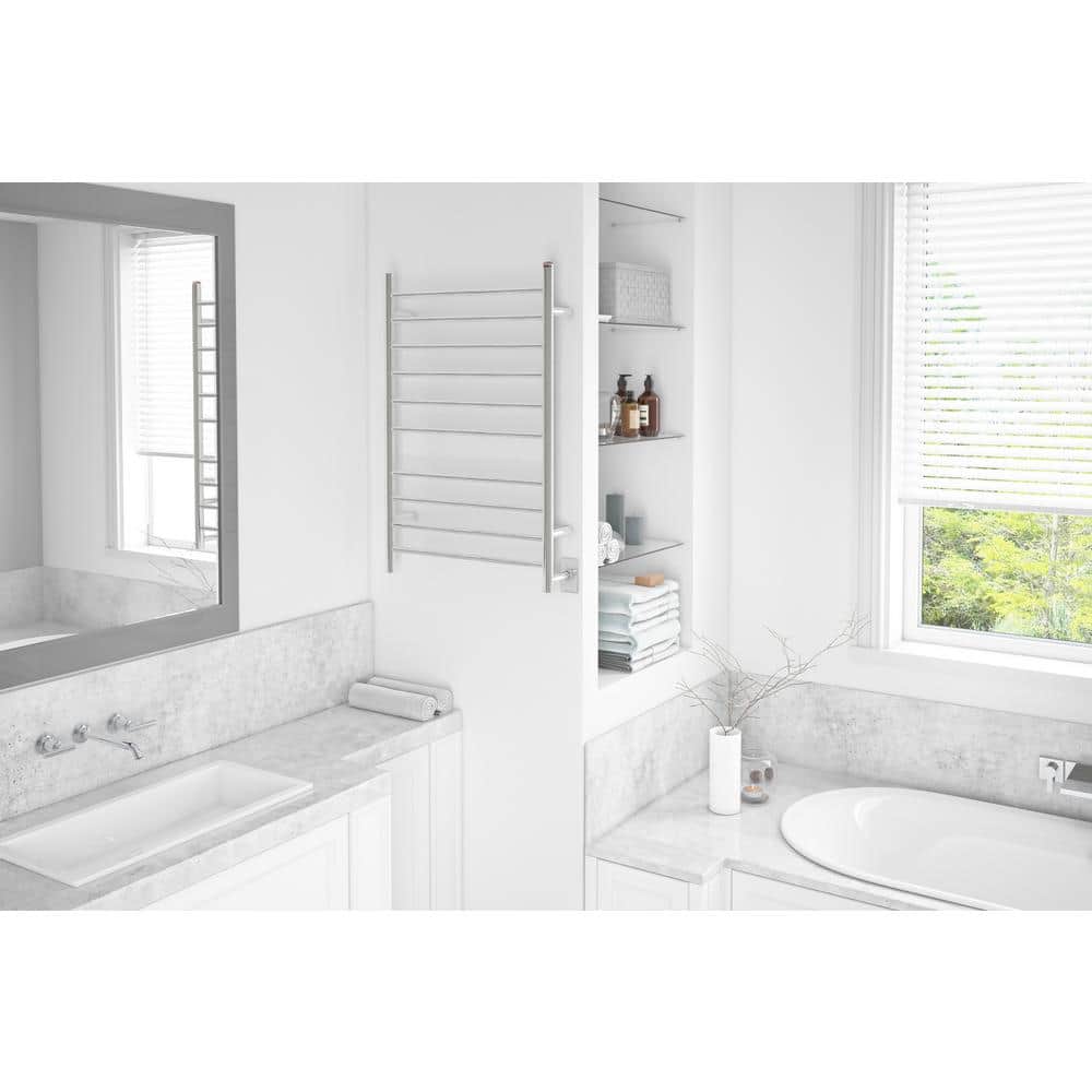 Polished Stainless Steel Wall Mounted 10-Bar Towel Warmer