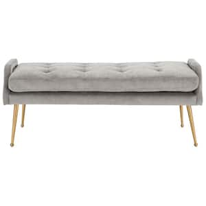 Everdeen Silver Grey/Gold Entryway Bench With Cushion 47.64 in.