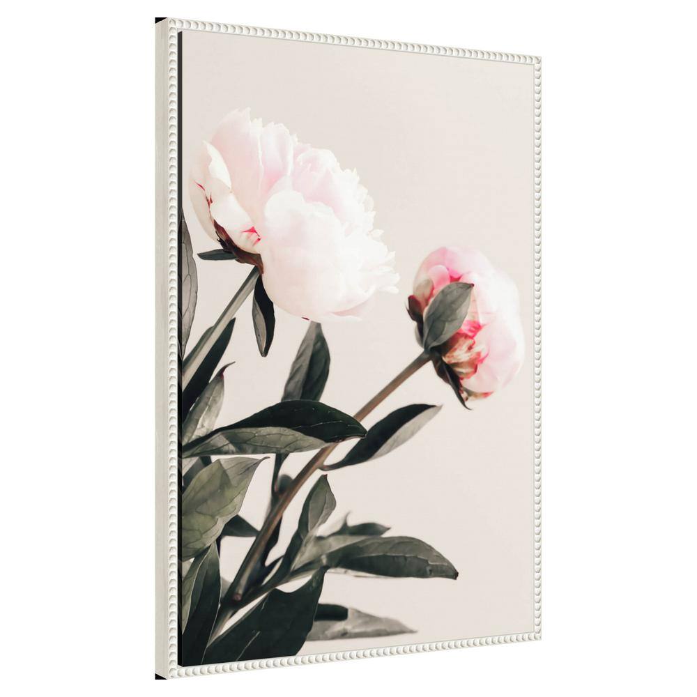 Beaded White Framed Peony Canvas Wall Art Print 23 x 33-in