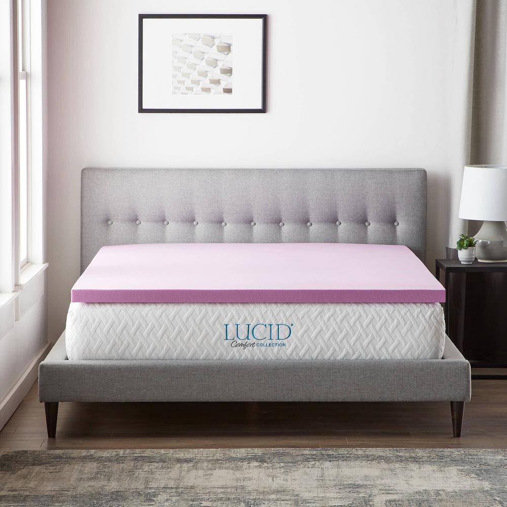 Lucid Comfort Collection In Lavender And Aloe Infused Memory Foam Topper Twin Hdlu Tt Vt