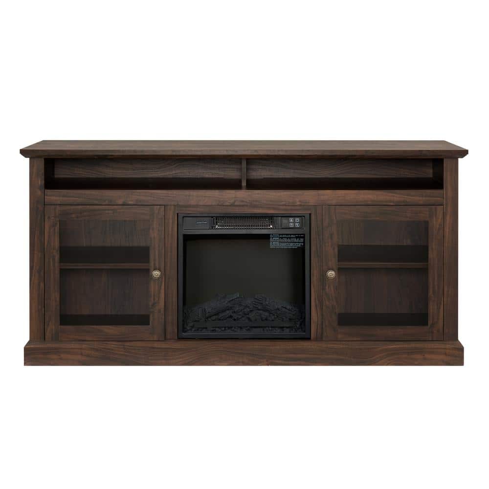 60 in. W x 15.75 in. D x 29 in. H Brown Linen Cabinet w/ 18 in. Fireplace I