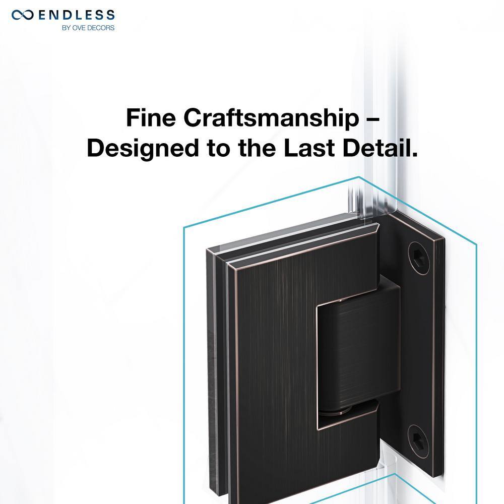 Endless Tampa-Pro 36'' Black Frameless Corner Shower Kit with Acrylic Base