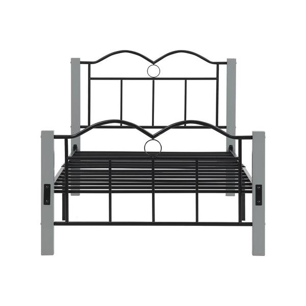 Unbranded 39 in. Gray Twin. Wood Frame Platform Bed with Metal Frame