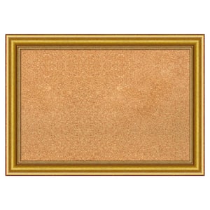 Townhouse Gold Wood Framed Natural Corkboard 28 in. x 20 in. Bulletin Board Memo Board