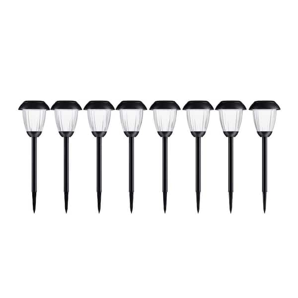 Pure Garden 16 in. Solar Black LED Path Light (8-Pack)