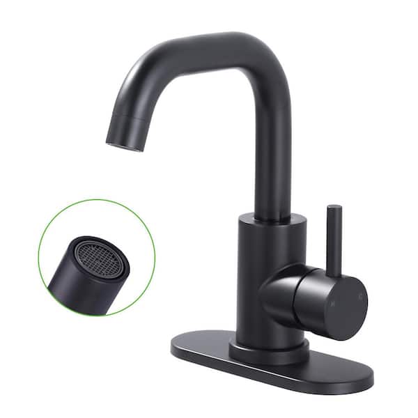 Single Handle Bar Faucet with All Mounting Hardware in Matte Black (Deckplate Included)