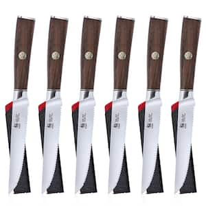 Daimyo Series 5 in. Serrated Steak Knives, Japanese 440C Stainless Steel Kitchen Knife Set with Mosaic Pins (Set of 6)