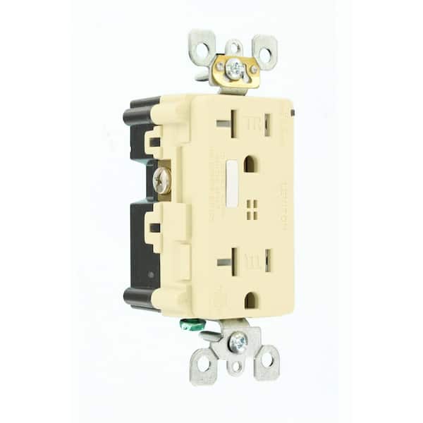Leviton Decora Plus 20 Amp 125 V Surge Tamper Resistant Duplex Outlet/Receptacle w Alarm, Ivory (1-Pack) T7380-I