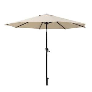9 ft. Steel Push-Up Patio Umbrella in Beige