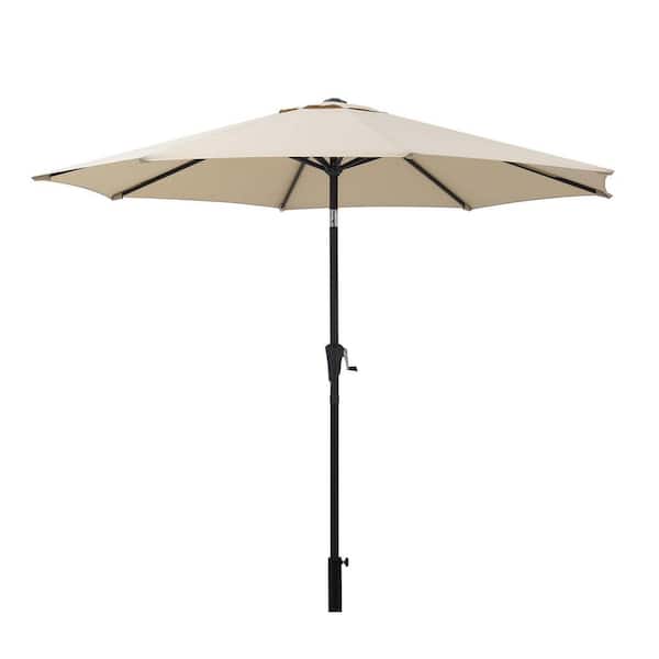Unbranded 9 ft. Steel Push-Up Patio Umbrella in Beige