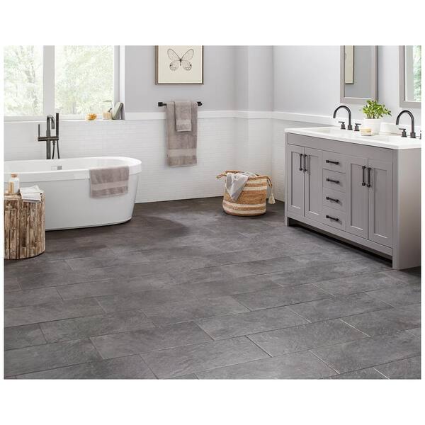 Glazed Ceramic Floor, Grey Slate Tile Bathroom Floor