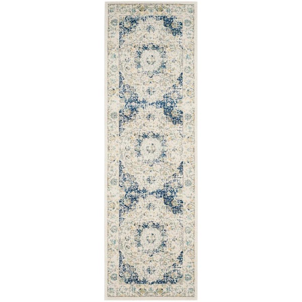 SAFAVIEH Evoke 2 ft. x 21 ft. Ivory/Blue Border Runner Rug