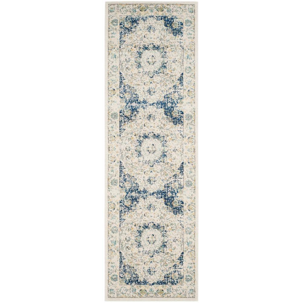 Evoke 2 ft. x 9 ft. Ivory/Blue Distressed Border Medallion Runner Rug price history on PriceWatchPro