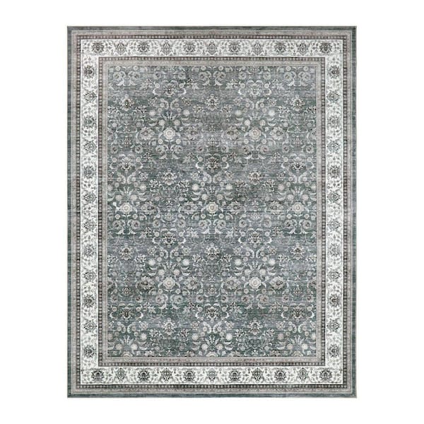 Finley Dusty Green 7 ft. x 10 ft. Woven Oriental Polyester Area Rug