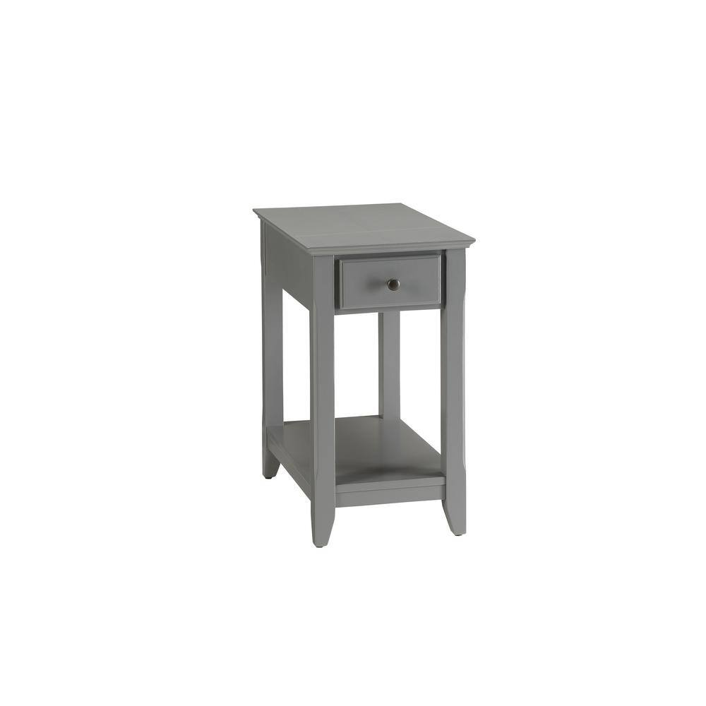 Gray Wooden Rectangular Side Table with Storage