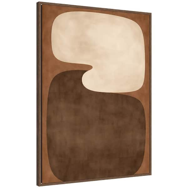 Sylvie "Abstract Brown Shapes Minimalist" by Laura Moss Abstract Framed Canvas Art Print 38 in. x 28 in.