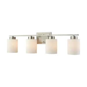 Summit Place 4-Light Brushed Nickel With Opal White Glass Bath Light