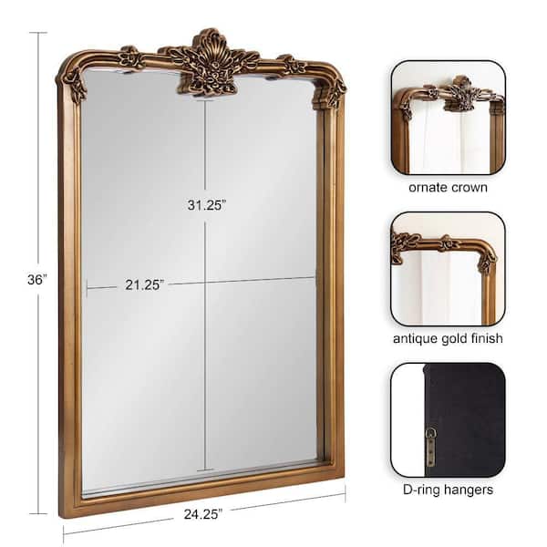 Elowyn 24.25 in. W x 36.00 in. H Gold Rectangle Traditional Framed Decorative Wall Mirror