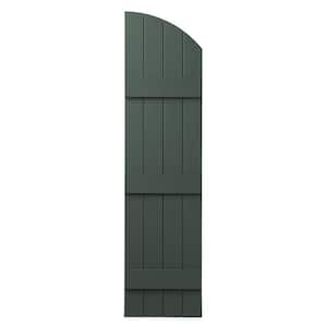 15 in. x 57 in. Polypropylene Plastic Arch Top Closed Board and Batten Shutters Pair in Green