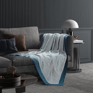 Cortez Teal 2 Tone Acrylic 50 in. x 60 in. Throw Blanket