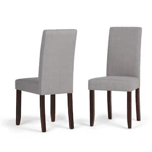 Acadian Transitional Parson Dining Chair in Dove Grey Linen Look Fabric (Set of 2)
