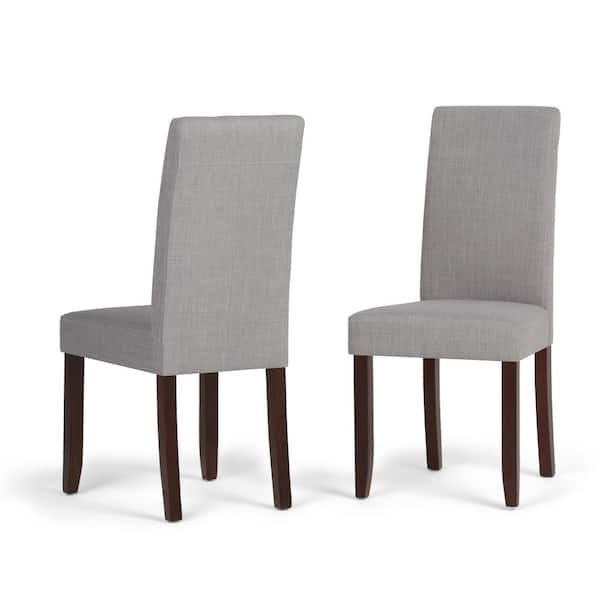 Simpli Home Acadian Transitional Parson Dining Chair in Dove Grey Linen Look Fabric (Set of 2)
