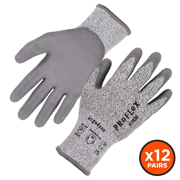 Ergodyne ProFlex 7030 Small Gray PU Coated Cut-Resistant Gloves (12-Pairs)