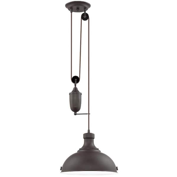 Kira Home Sequoia 60-Watt 1-Light Oil-rubbed Bronze Industrial Pendant Light with Oil-Rubbed Bronze Shade, No Bulb Included