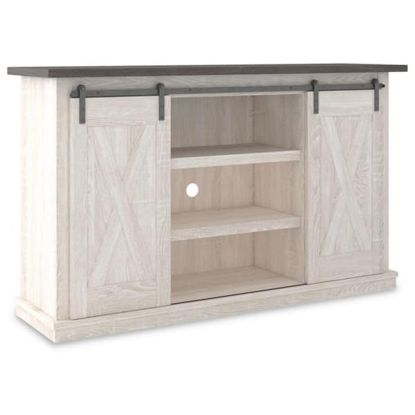 Signature DESIGN BY ASHLEY Dorrinson White/Gray TV Stand Fits TV's up to 62 in. with Shelf