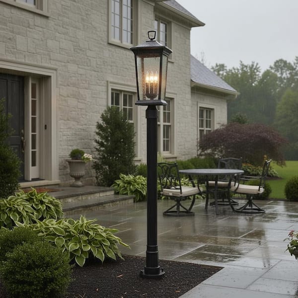 HINKLEY Bromley 3-Light Museum Black Outdoor Post Lantern